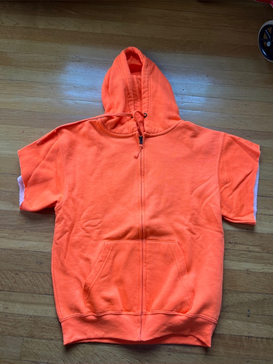 Tops - Fluorescent orange cut off safety hoodie S bright sweatshirt